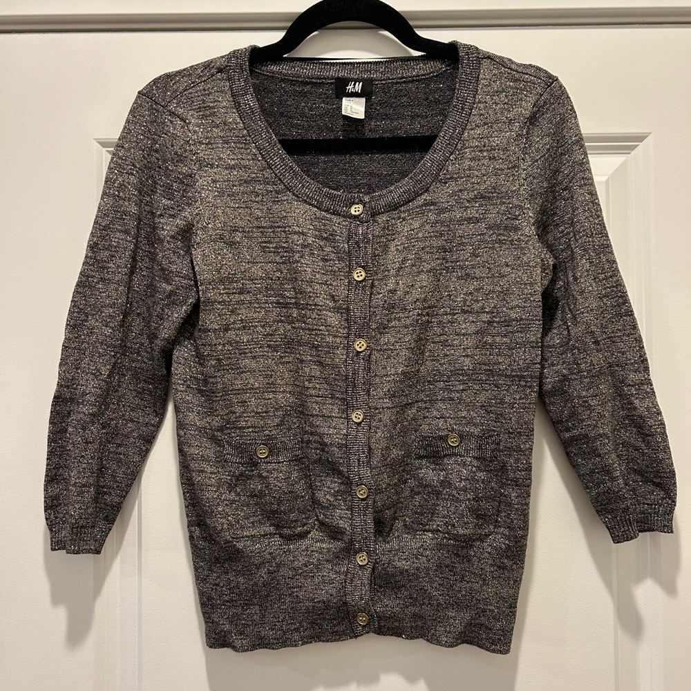H&M Navy And Gold Cardigan Sz M